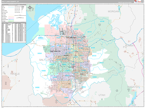 Salt Lake County, UT Zip Code Map